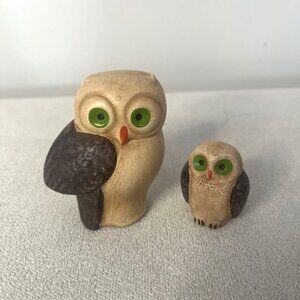 Pair of Mid Century Style Ceramic Owls Figurines from Portugal